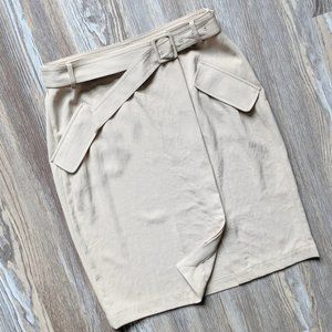 Vintage Banana Republic / Belted Skirt / Pockets / Size: 2 / Beige / Office Wear